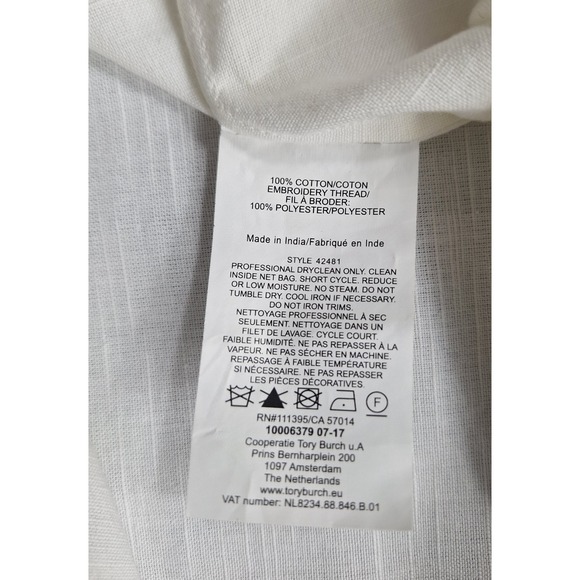 Tory Burch Embellished Embroidered Tunic Blue White Size 8 NWT - Picture 10 of 13